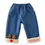 Calça Bebê Jeans Natalina Forrada Rena Christmas - Boutique Baby Kids