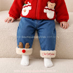 Calça Bebê Jeans Natalina Forrada Rena Christmas - Boutique Baby Kids