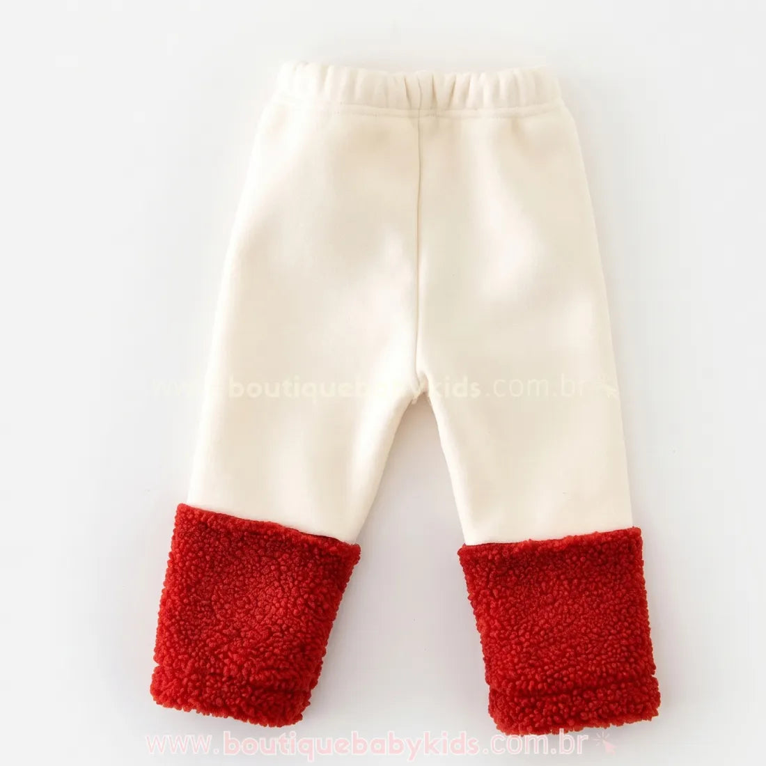 Calça Bebê Natalina com Barra Peludinha e Pompons - Boutique Baby Kids