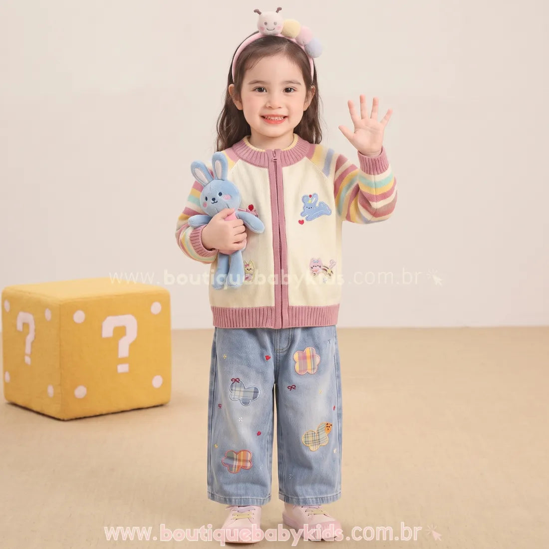Calça Infantil Jeans Jardim Colorê com Flores - Boutique Baby Kids