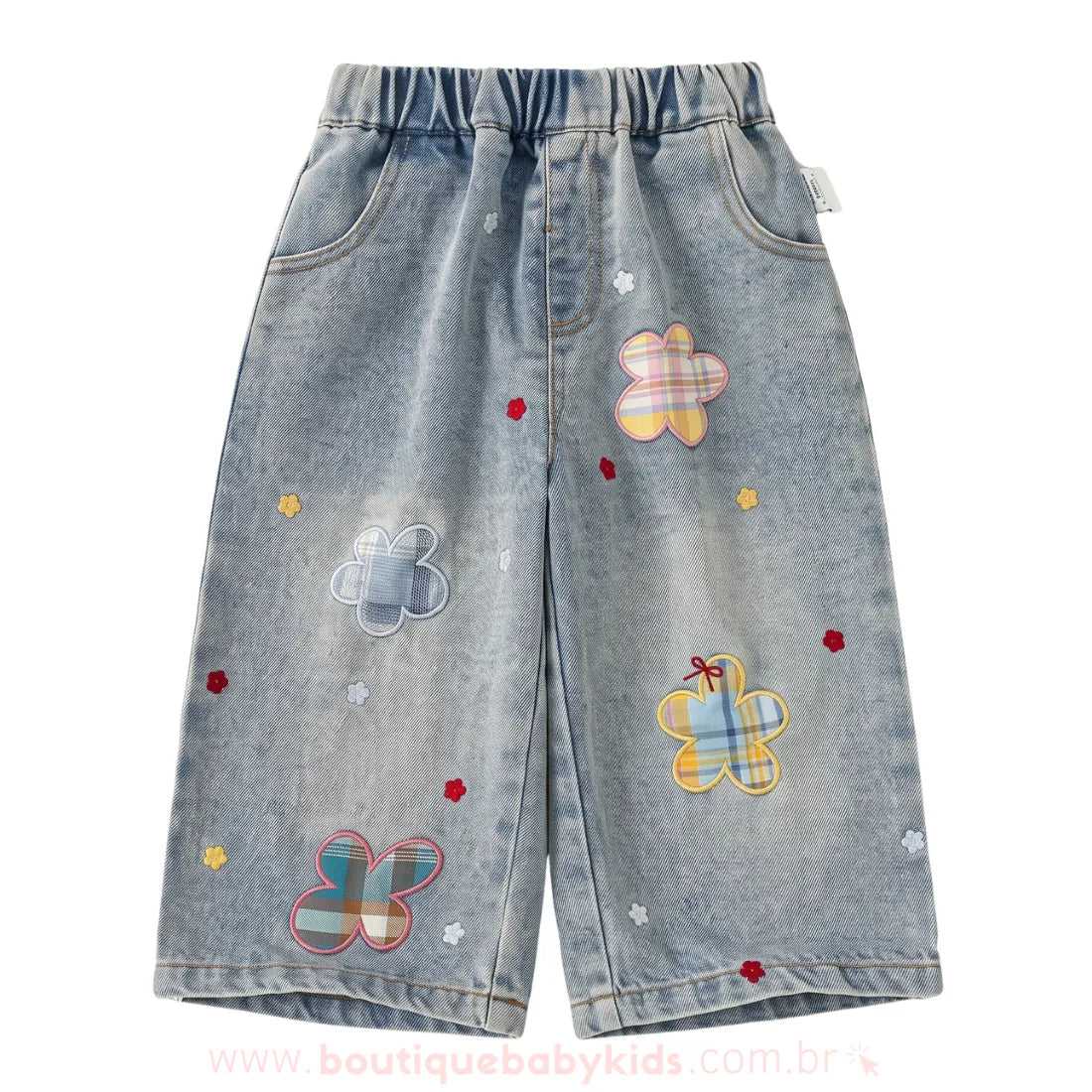 Calça Infantil Jeans Jardim Colorê com Flores - Boutique Baby Kids