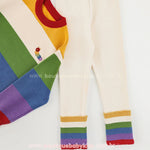 Calça Infantil Legging Off-White com Barra Canelada Arco-Íris - Boutique Baby Kids