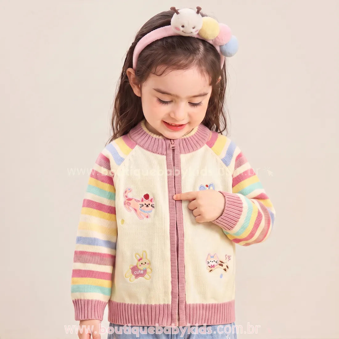 Cardigan Infantil Clube dos Bichinhos em Tricot - Boutique Baby Kids