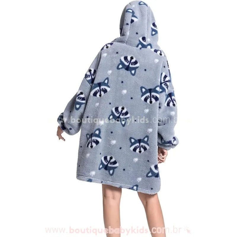 Cobertor de Vestir Adulto Guaxinim Travesso