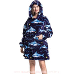 Cobertor de Vestir Adulto Tubarão do Oceano Oversized Azul - Boutique Baby Kids