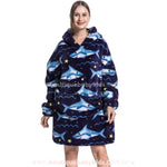 Cobertor de Vestir Adulto Tubarão do Oceano Oversized Azul - Boutique Baby Kids