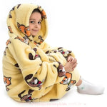 Cobertor de Vestir Infantil Cão e Gato Amarelo Oversized com Capuz - Boutique Baby Kids