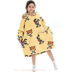 Cobertor de Vestir Infantil Cão e Gato Amarelo Oversized com Capuz - Boutique Baby Kids