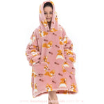 Cobertor de Vestir Infantil Doguinho Corgi com Capuz Oversized Rosa - Boutique Baby Kids