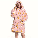 Cobertor de Vestir Adulto Doguinho Corgi Oversized Rosa - Boutique Baby Kids