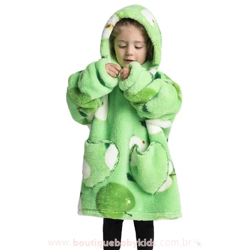 Cobertor de Vestir Infantil Maçã Verde Oversized com Capuz - Boutique Baby Kids