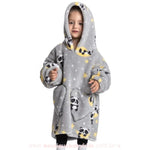 Cobertor de Vestir Infantil Ursinho Panda Sonhador Oversized Cinza com Capuz - Boutique Baby Kids