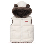 Colete Infantil Corta Vento Forrado Ursinho com Capuz Branco - Boutique Baby Kids 