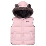 Colete Infantil Corta Vento Forrado Ursinho com Capuz Rosa - Boutique Baby Kids 