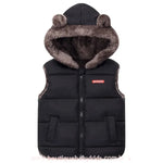 Colete Infantil Corta Vento Forrado Ursinho com Capuz Preto - Boutique Baby Kids 