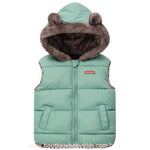 Colete Infantil Corta Vento Forrado Ursinho com Capuz Verde Água - Boutique Baby Kids 