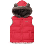 Colete Infantil Corta Vento Forrado Ursinho com Capuz Vermelho - Boutique Baby Kids 