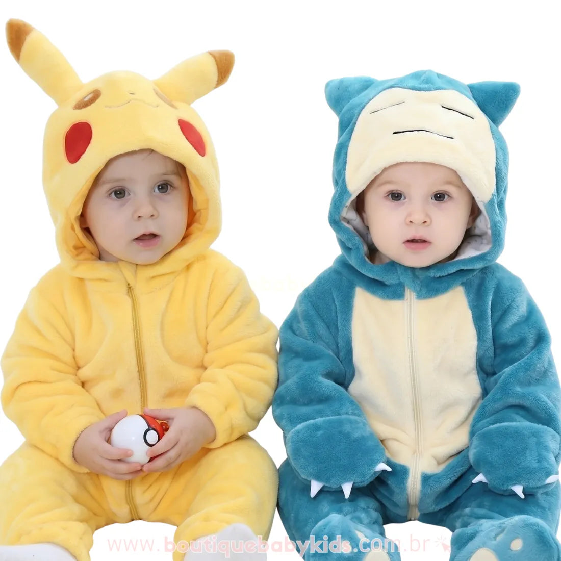Combo Macacão Bebê Fantasia Pokémon Pikachu & Snorlax - Boutique Baby Kids