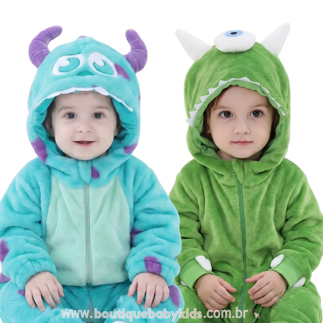 Combo – Macacão Bebê Fantasia Monstros S.A Sulley e Mike - Boutique Baby Kids