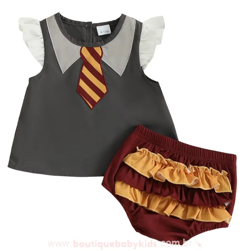 Conjunto Bebê Fantasia Bruxinha de Grifinória Hermione - Boutique Baby Kids