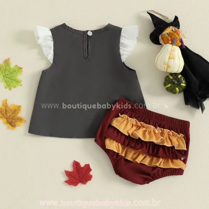 Conjunto Bebê Fantasia Bruxinha de Grifinória