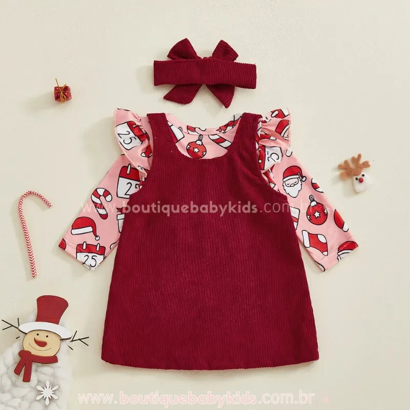 Conjunto Bebê Temático 'Santa Baby' com Faixa