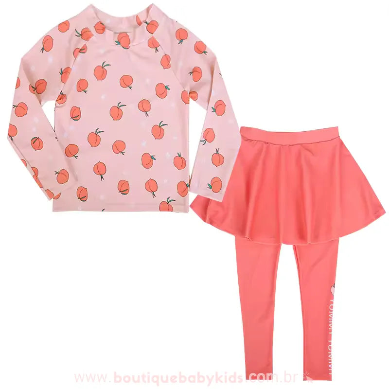 Conjunto de Praia Infantil Summer Peaches com Chapéu Rosa - Boutique Baby Kids