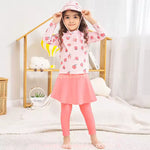 Conjunto de Praia Infantil Summer Peaches com Chapéu Rosa - Boutique Baby Kids