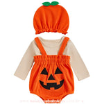 Conjunto Bebê Temático Halloween Abóbora Doce com Touca Laranja - Boutique Baby Kids