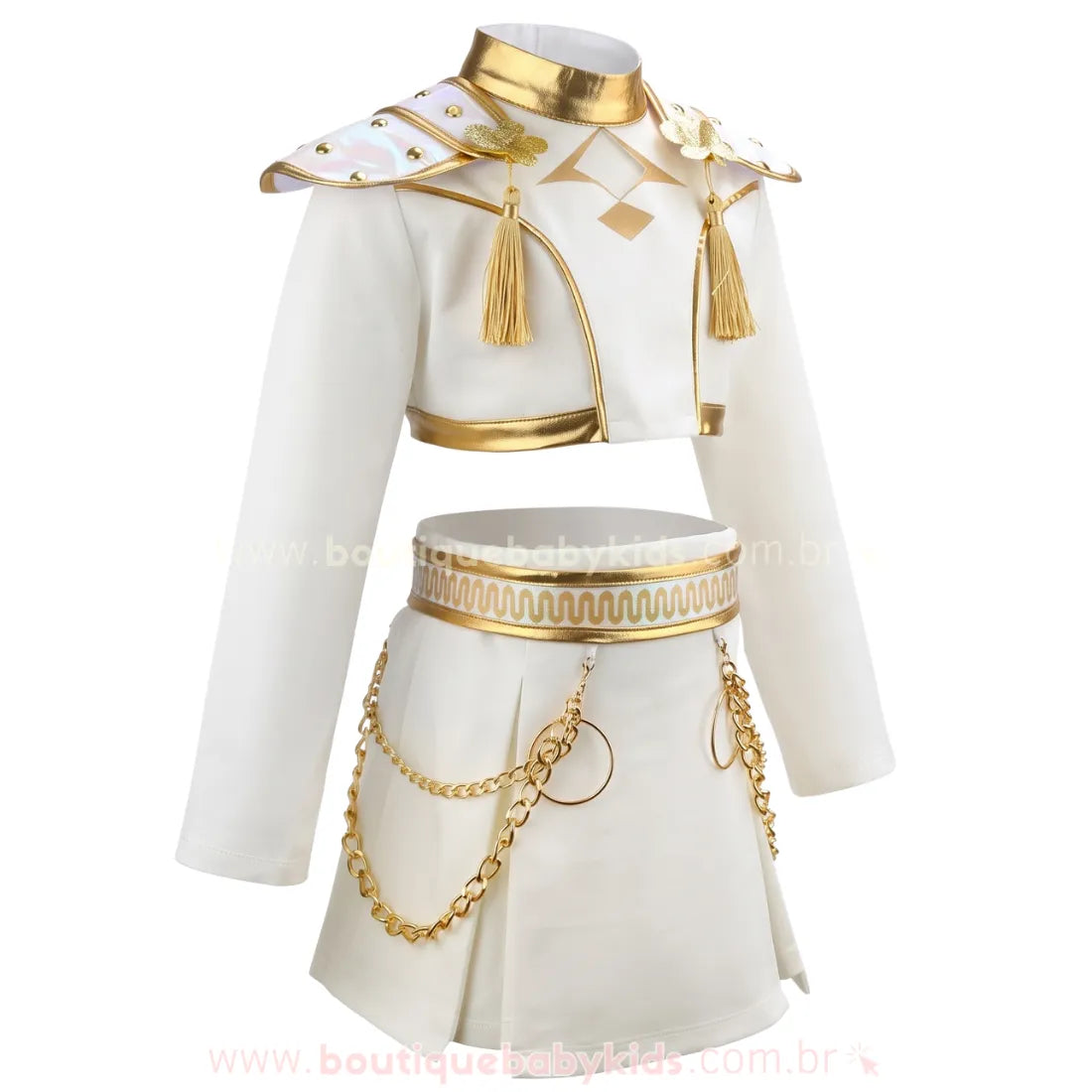 Fantasia Infantil Guerreiras do K-pop - Branca com Correntes Douradas - Boutique Baby Kids