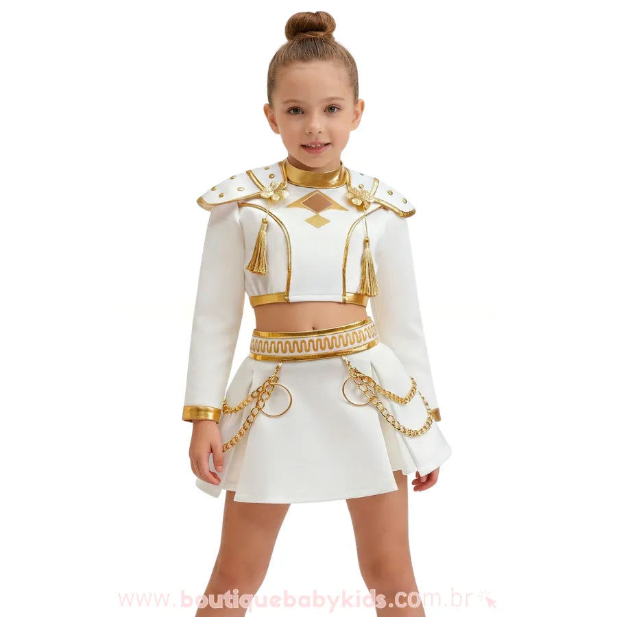 Fantasia Infantil Guerreiras do K-pop - Branca com Correntes Douradas - Boutique Baby Kids