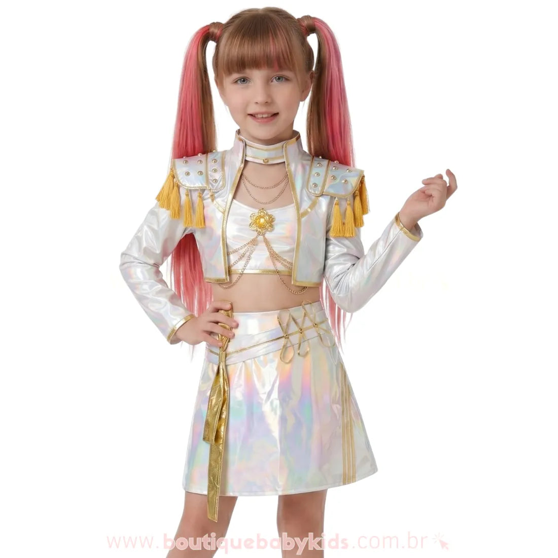 Fantasia Infantil Guerreiras do K-pop Mira Hologram Luxo - Edição Limitada 