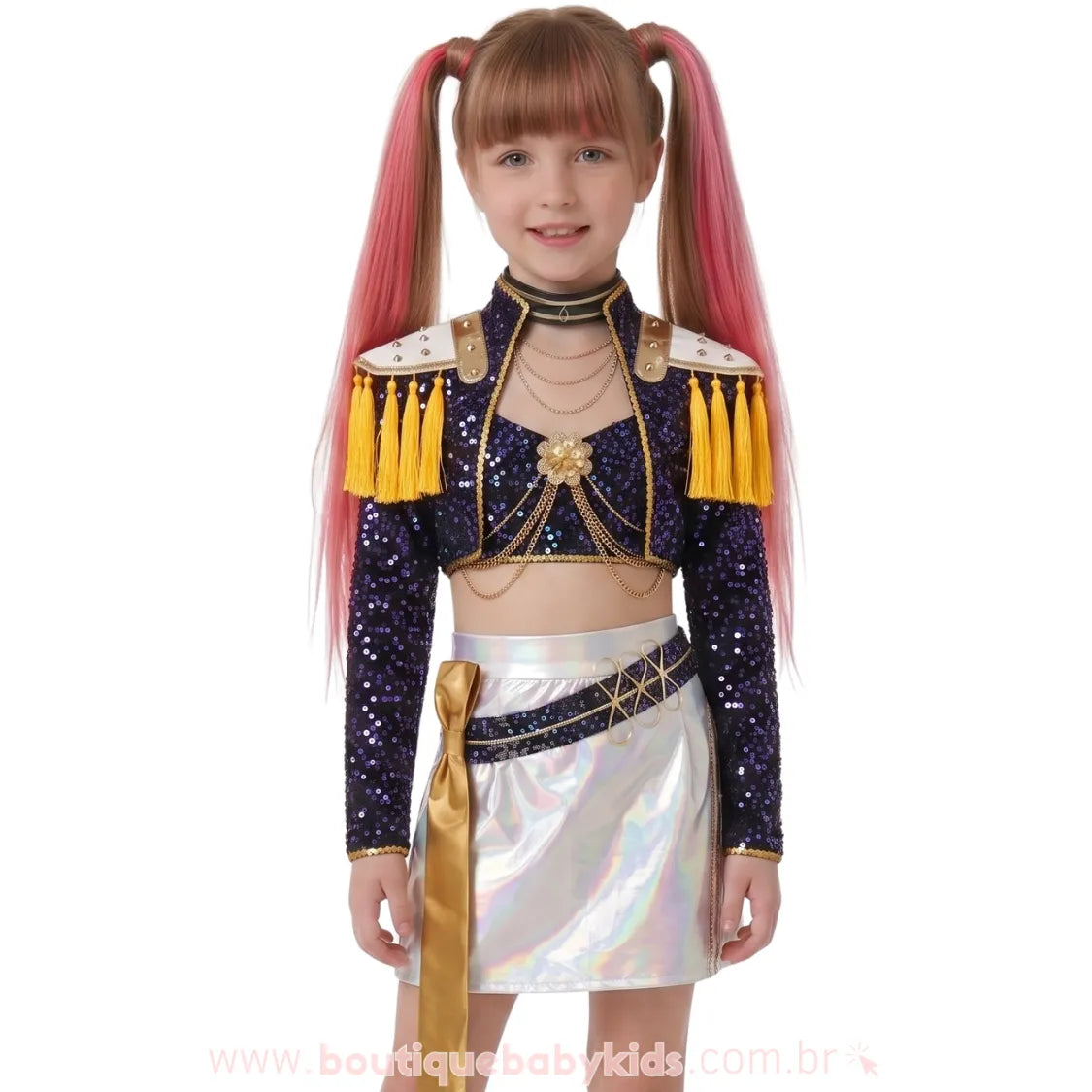Fantasia Infantil Guerreiras do K-pop Mira Huntrix com Paetês Luxo - Boutique Baby Kids