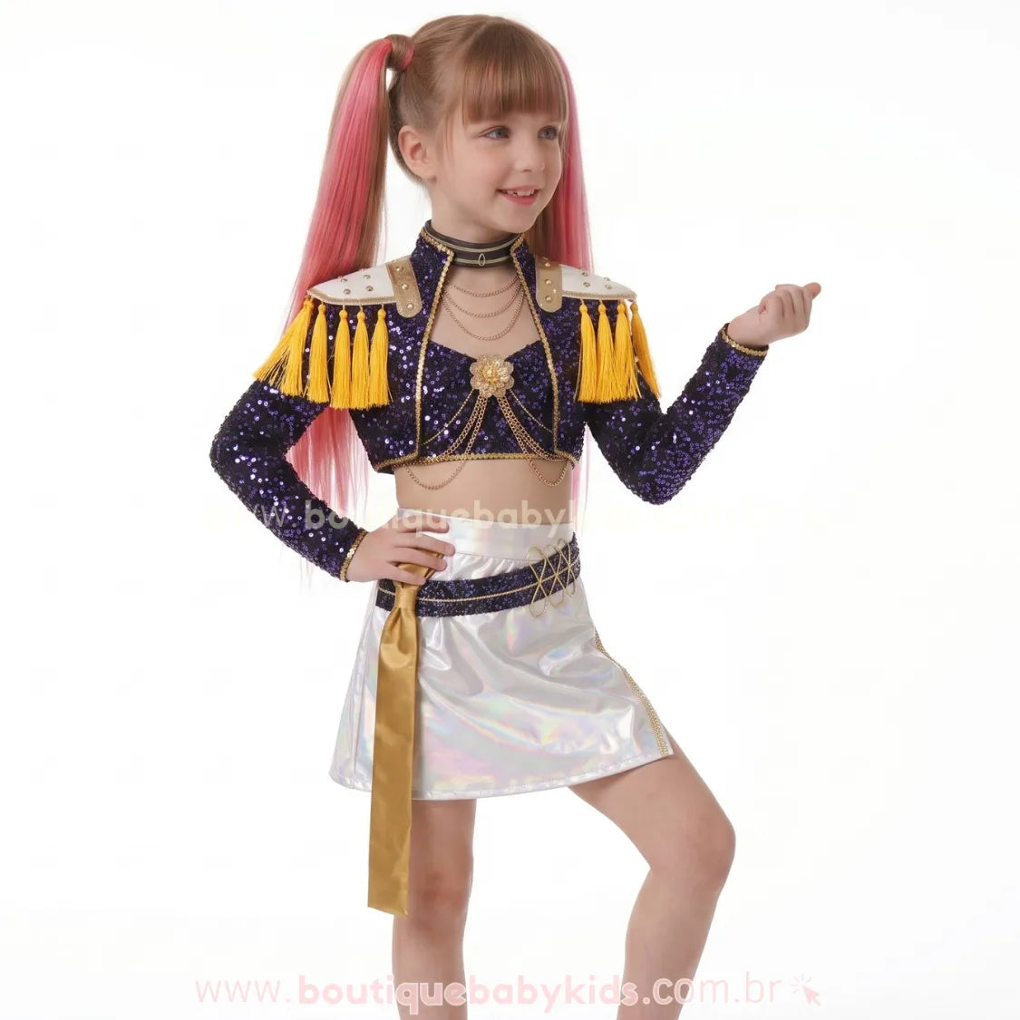 Fantasia Infantil Guerreiras do K-pop Mira Huntrix com Paetês Luxo - Boutique Baby Kids