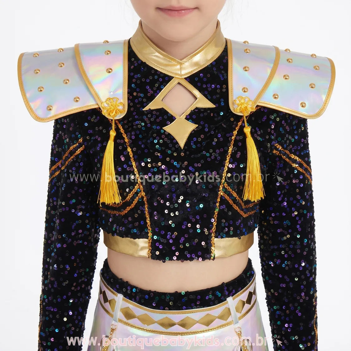 Fantasia Infantil Guerreiras do K-pop Zoey Huntrix com Paetês Luxo - Edição Limitada - Boutique Baby Kids