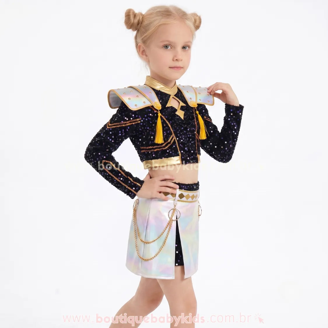 Fantasia Infantil Guerreiras do K-pop Zoey Huntrix com Paetês Luxo - Edição Limitada - Boutique Baby Kids