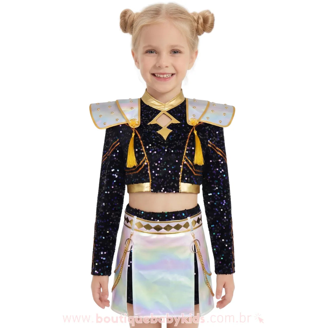 Fantasia Infantil Guerreiras do K-pop Zoey Huntrix com Paetês Luxo - Edição Limitada - Boutique Baby Kids