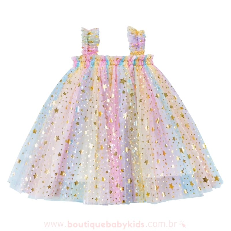 Vestido Bebê Estrelado Tule Colorido - Boutique Baby Kids