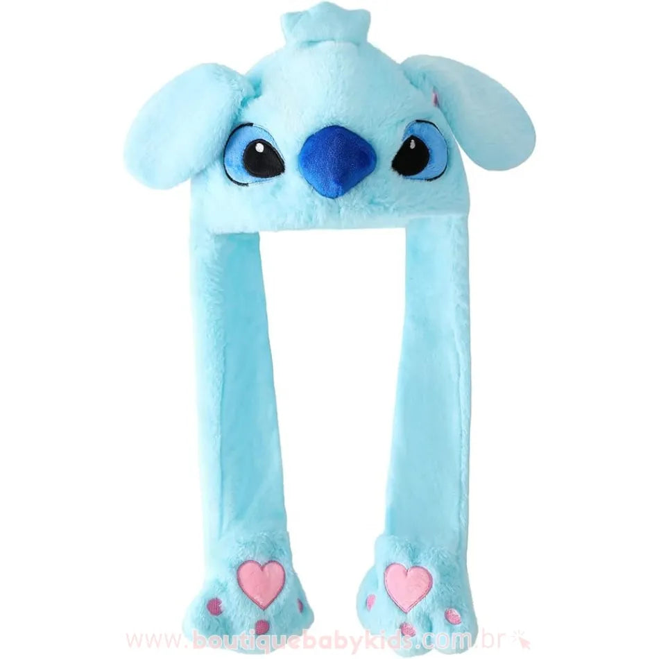 Gorro Stitch interativo azul claro com patinhas em formato de coração e orelhas caídas - Boutique Baby Kids