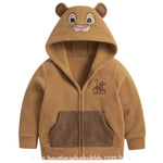 Jaqueta infantil peluciada Simba Rei Leão com capuz 3D e bolsos contrastantes - Boutique Baby Kids