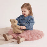 Jaqueta Infantil Jeans Gola de Pétalas com Manga Bufante - Boutique Baby Kids