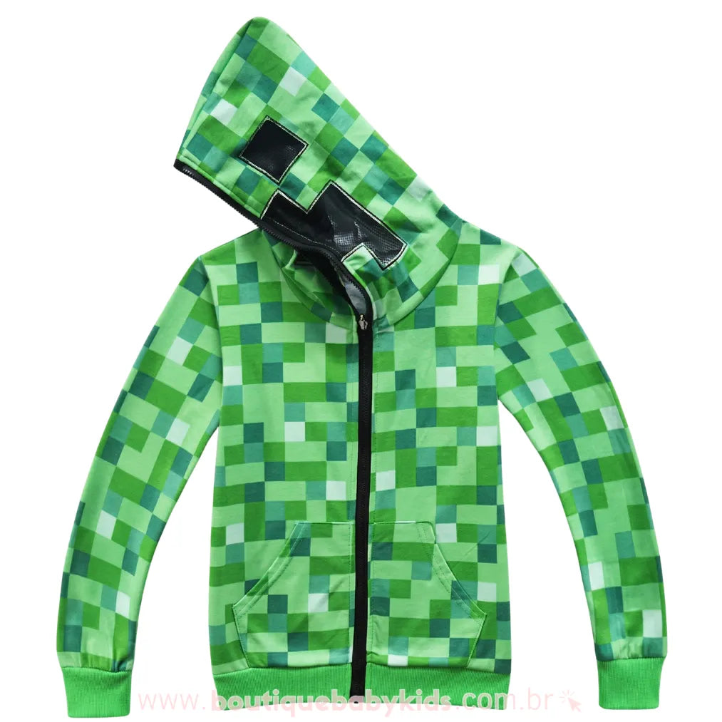 Jaqueta Infantil Minecraft Creeper com Capuz - Boutique Baby Kids
