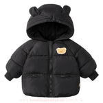 Jaqueta Infantil Puffer Ursinho Aconchego Capuz de Orelhinhas Preto - Boutique Baby Kids 