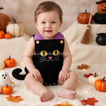 Jardineira Bebê Gatinho da Meia-Noite para Halloween - Boutique Baby Kids
