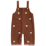 Jardineira Bebê Natal Divertido com Bordado de Reninhas Marrom - Boutique Baby Kids 