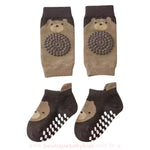 Kit Meia e Joelheira Primeiros Passos Bichinhos Ursinho Marrom - Boutique Baby Kids