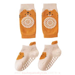 Kit Meia e Joelheira Primeiros Passos Bichinhos Tigre Laranja - Boutique Baby Kids