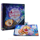 Capa do livro "Pop-Up Fairy Tales: Cinderella" da Usborne, com ilustração mágica da Cinderela em sua carruagem dourada, puxada por cavalos brancos, sob um céu estrelado. O livro está aberto em uma página com um efeito pop-up tridimensional da carruagem.