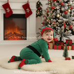 Macacão Bebê Elfinho Ajudante do Papai Noel com Gorro Verde - Boutique Baby Kids