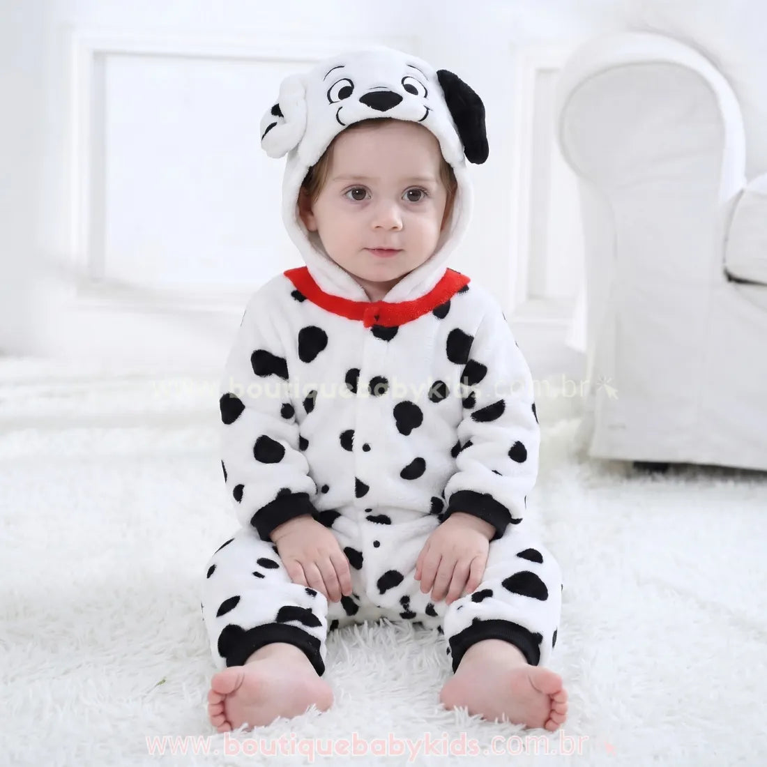 Macacão Bebê Fantasia de Cachorrinho 101 Dálmatas - Boutique Baby Kids